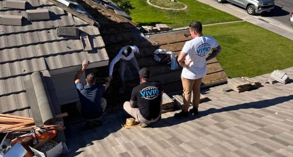 Vivid Roofs crew working on a roof